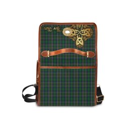 ScotsTee Shop Scottish Cockburn Clan Tartan Canvas Bag Golden Thistle and Celtic Cross Personalize Your Name Bag