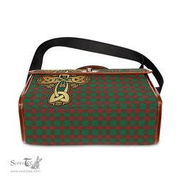 ScotsTee Shop Scottish Donachie Clan Tartan Canvas Bag Golden Thistle and Celtic Cross Personalize Your Name Bag