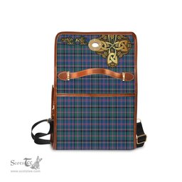 ScotsTee Shop Scottish Cooper Clan Tartan Canvas Bag Golden Thistle and Celtic Cross Personalize Your Name Bag