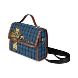 ScotsTee Shop Scottish Fitzgerald Family Clan Tartan Canvas Bag Golden Thistle and Celtic Cross Personalize Your Name Bag