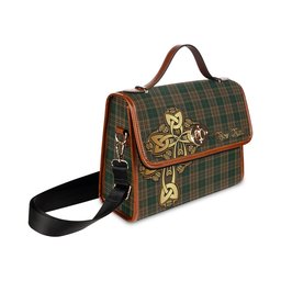 ScotsTee Shop Scottish Fitzsimmons Clan Tartan Canvas Bag Golden Thistle and Celtic Cross Personalize Your Name Bag