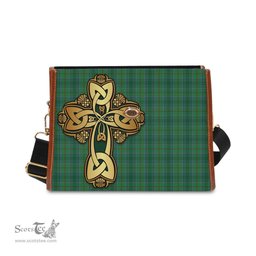 ScotsTee Shop Scottish Cranston Clan Tartan Canvas Bag Golden Thistle and Celtic Cross Personalize Your Name Bag