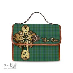 ScotsTee Shop Scottish Cranston Clan Tartan Canvas Bag Golden Thistle and Celtic Cross Personalize Your Name Bag