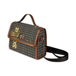 ScotsTee Shop Scottish Campbell Argyll Weathered Clan Tartan Canvas Bag Golden Thistle and Celtic Cross Personalize Your Name Bag
