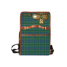 ScotsTee Shop Scottish Duncan Ancient Clan Tartan Canvas Bag Golden Thistle and Celtic Cross Personalize Your Name Bag