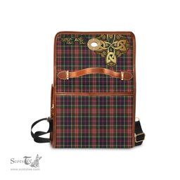 ScotsTee Shop Scottish Christie Clan Tartan Canvas Bag Golden Thistle and Celtic Cross Personalize Your Name Bag