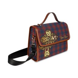 ScotsTee Shop Scottish Clark Red Clan Tartan Canvas Bag Golden Thistle and Celtic Cross Personalize Your Name Bag