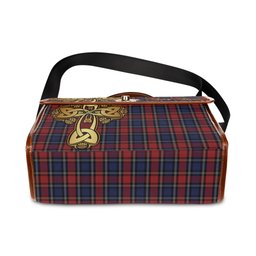 ScotsTee Shop Scottish Clark Red Clan Tartan Canvas Bag Golden Thistle and Celtic Cross Personalize Your Name Bag