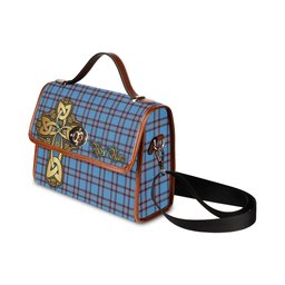 ScotsTee Shop Scottish Elliot Ancient Clan Tartan Canvas Bag Golden Thistle and Celtic Cross Personalize Your Name Bag