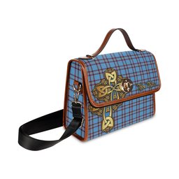 ScotsTee Shop Scottish Elliot Ancient Clan Tartan Canvas Bag Golden Thistle and Celtic Cross Personalize Your Name Bag