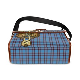 ScotsTee Shop Scottish Elliot Ancient Clan Tartan Canvas Bag Golden Thistle and Celtic Cross Personalize Your Name Bag