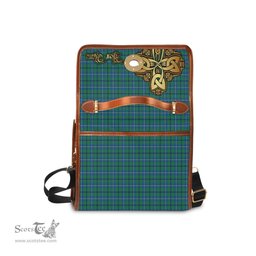 ScotsTee Shop Scottish Douglas Ancient Clan Tartan Canvas Bag Golden Thistle and Celtic Cross Personalize Your Name Bag