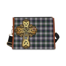 ScotsTee Shop Scottish Campbell of Cawdor Dress Clan Tartan Canvas Bag Golden Thistle and Celtic Cross Personalize Your Name Bag