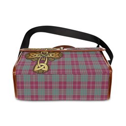 ScotsTee Shop Scottish Crawford Ancient Clan Tartan Canvas Bag Golden Thistle and Celtic Cross Personalize Your Name Bag