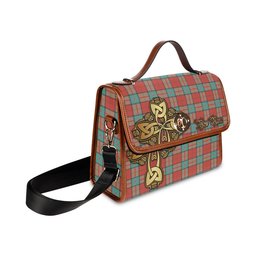 ScotsTee Shop Scottish Dunbar Ancient Clan Tartan Canvas Bag Golden Thistle and Celtic Cross Personalize Your Name Bag