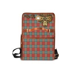 ScotsTee Shop Scottish Dunbar Ancient Clan Tartan Canvas Bag Golden Thistle and Celtic Cross Personalize Your Name Bag