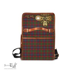 ScotsTee Shop Scottish Forrester or Foster Clan Tartan Canvas Bag Golden Thistle and Celtic Cross Personalize Your Name Bag