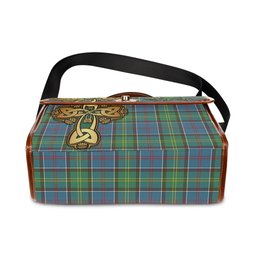 ScotsTee Shop Scottish Colville Clan Tartan Canvas Bag Golden Thistle and Celtic Cross Personalize Your Name Bag