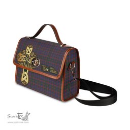 ScotsTee Shop Scottish Cumming Clan Tartan Canvas Bag Golden Thistle and Celtic Cross Personalize Your Name Bag