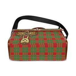 ScotsTee Shop Scottish Callander Modern Clan Tartan Canvas Bag Golden Thistle and Celtic Cross Personalize Your Name Bag