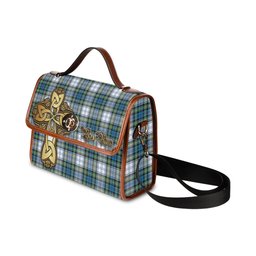 ScotsTee Shop Scottish Campbell Dress Ancient Clan Tartan Canvas Bag Golden Thistle and Celtic Cross Personalize Your Name Bag