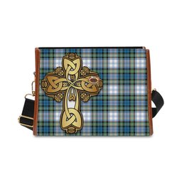 ScotsTee Shop Scottish Campbell Dress Ancient Clan Tartan Canvas Bag Golden Thistle and Celtic Cross Personalize Your Name Bag