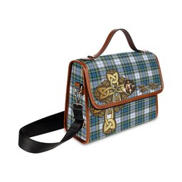 ScotsTee Shop Scottish Campbell Dress Ancient Clan Tartan Canvas Bag Golden Thistle and Celtic Cross Personalize Your Name Bag