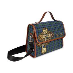 ScotsTee Shop Scottish Fletcher Ancient Clan Tartan Canvas Bag Golden Thistle and Celtic Cross Personalize Your Name Bag