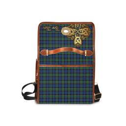 ScotsTee Shop Scottish Fletcher Ancient Clan Tartan Canvas Bag Golden Thistle and Celtic Cross Personalize Your Name Bag