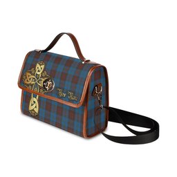 ScotsTee Shop Scottish Cameron Hunting Clan Tartan Canvas Bag Golden Thistle and Celtic Cross Personalize Your Name Bag