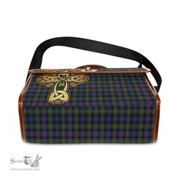 ScotsTee Shop Scottish Fleming Clan Tartan Canvas Bag Golden Thistle and Celtic Cross Personalize Your Name Bag