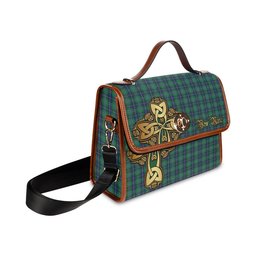 ScotsTee Shop Scottish Douglas Clan Tartan Canvas Bag Golden Thistle and Celtic Cross Personalize Your Name Bag