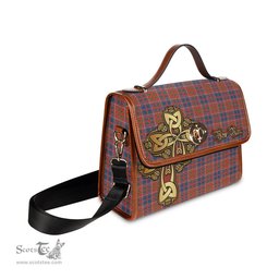 ScotsTee Shop Scottish Cameron of Lochiel Ancient Clan Tartan Canvas Bag Golden Thistle and Celtic Cross Personalize Your Name Bag