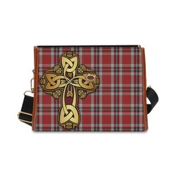 ScotsTee Shop Scottish Drummond of Perth Dress Clan Tartan Canvas Bag Golden Thistle and Celtic Cross Personalize Your Name Bag