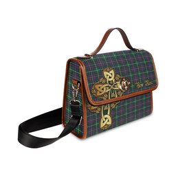 ScotsTee Shop Scottish Inglis Modern Clan Tartan Canvas Bag Golden Thistle and Celtic Cross Personalize Your Name Bag