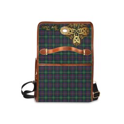 ScotsTee Shop Scottish Inglis Modern Clan Tartan Canvas Bag Golden Thistle and Celtic Cross Personalize Your Name Bag