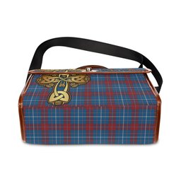 ScotsTee Shop Scottish Frame Clan Tartan Canvas Bag Golden Thistle and Celtic Cross Personalize Your Name Bag