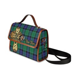 ScotsTee Shop Scottish Haldane Clan Tartan Canvas Bag Golden Thistle and Celtic Cross Personalize Your Name Bag