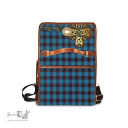 ScotsTee Shop Scottish Home Ancient Clan Tartan Canvas Bag Golden Thistle and Celtic Cross Personalize Your Name Bag