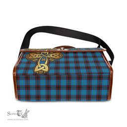 ScotsTee Shop Scottish Home Ancient Clan Tartan Canvas Bag Golden Thistle and Celtic Cross Personalize Your Name Bag