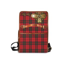 ScotsTee Shop Scottish Heron Clan Tartan Canvas Bag Golden Thistle and Celtic Cross Personalize Your Name Bag