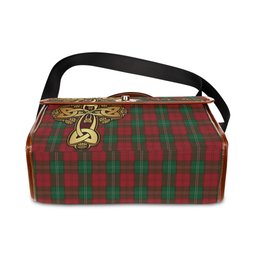 ScotsTee Shop Scottish Lennox Clan Tartan Canvas Bag Golden Thistle and Celtic Cross Personalize Your Name Bag