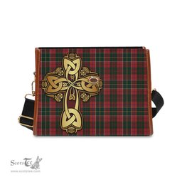 ScotsTee Shop Scottish Hunter USA Clan Tartan Canvas Bag Golden Thistle and Celtic Cross Personalize Your Name Bag