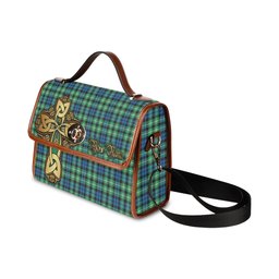 ScotsTee Shop Scottish Graham of Montrose Ancient Clan Tartan Canvas Bag Golden Thistle and Celtic Cross Personalize Your Name Bag