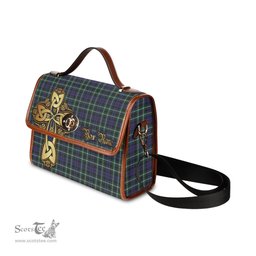 ScotsTee Shop Scottish Graham of Montrose Modern Clan Tartan Canvas Bag Golden Thistle and Celtic Cross Personalize Your Name Bag