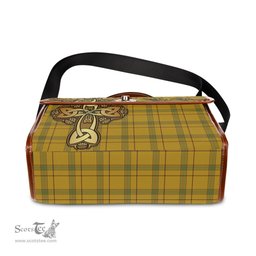 ScotsTee Shop Scottish Houston Clan Tartan Canvas Bag Golden Thistle and Celtic Cross Personalize Your Name Bag