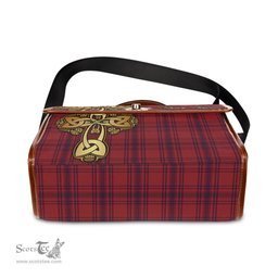 ScotsTee Shop Scottish Kyle Clan Tartan Canvas Bag Golden Thistle and Celtic Cross Personalize Your Name Bag