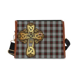 ScotsTee Shop Scottish Fraser Dress Clan Tartan Canvas Bag Golden Thistle and Celtic Cross Personalize Your Name Bag