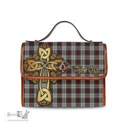 ScotsTee Shop Scottish Fraser Dress Clan Tartan Canvas Bag Golden Thistle and Celtic Cross Personalize Your Name Bag