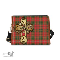 ScotsTee Shop Scottish Hay Modern Clan Tartan Canvas Bag Golden Thistle and Celtic Cross Personalize Your Name Bag